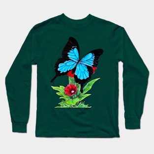 Butterfly on Flower Long Sleeve T-Shirt